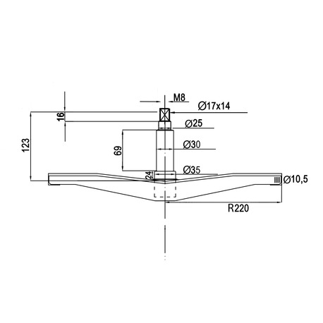 Крестовина для стиральной машины Bosch, Siemens 00684101, COD.777, d=25/30/35 мм, l=123 мм