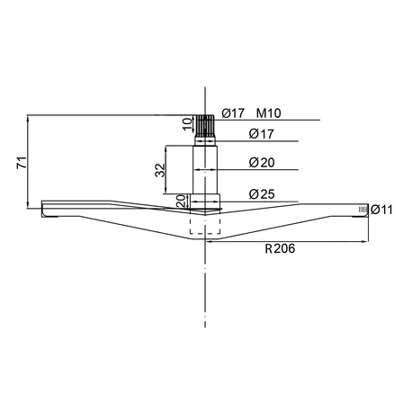 Крестовина для стиральной машины Ariston, Indesit C00037028+суппорт, COD.014, d=17/20/25 мм, l=71 мм
