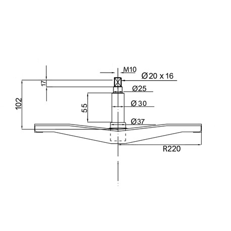 Хрестовина для пральної машини Midea, Brandt, COD.762, d=25/30/37 мм, l=102 мм
